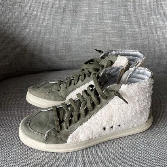 P448 Womens Skate Wad Hi Tops Sherpa Sneaker Shoes Green White Size 37 - Picture 1 of 10